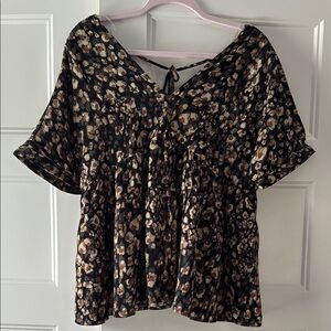 Entro Black and Brown Floral Blouse
